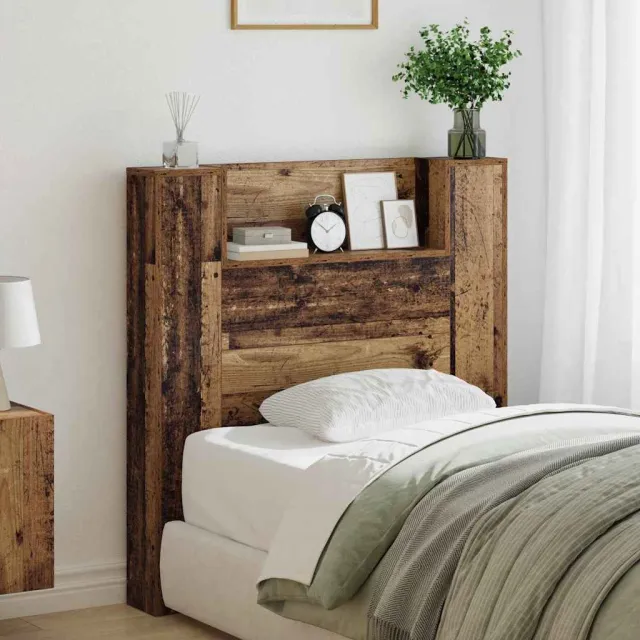 vidaXL Opslag hoofdeinde met LED Oud hout Bewerkt hout Bruin
