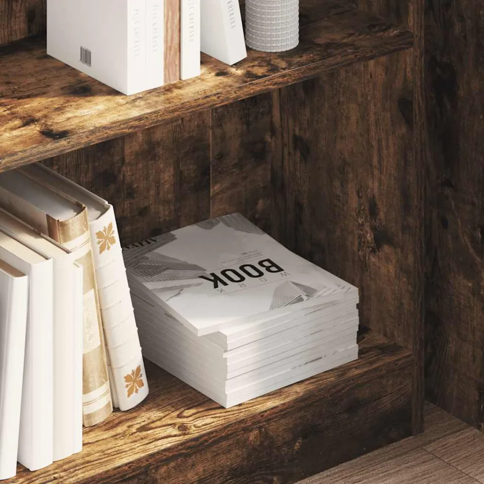 vidaXL Boekenkast 80x24x76 cm bewerkt hout gerookt eikenkleurig, foto 4
