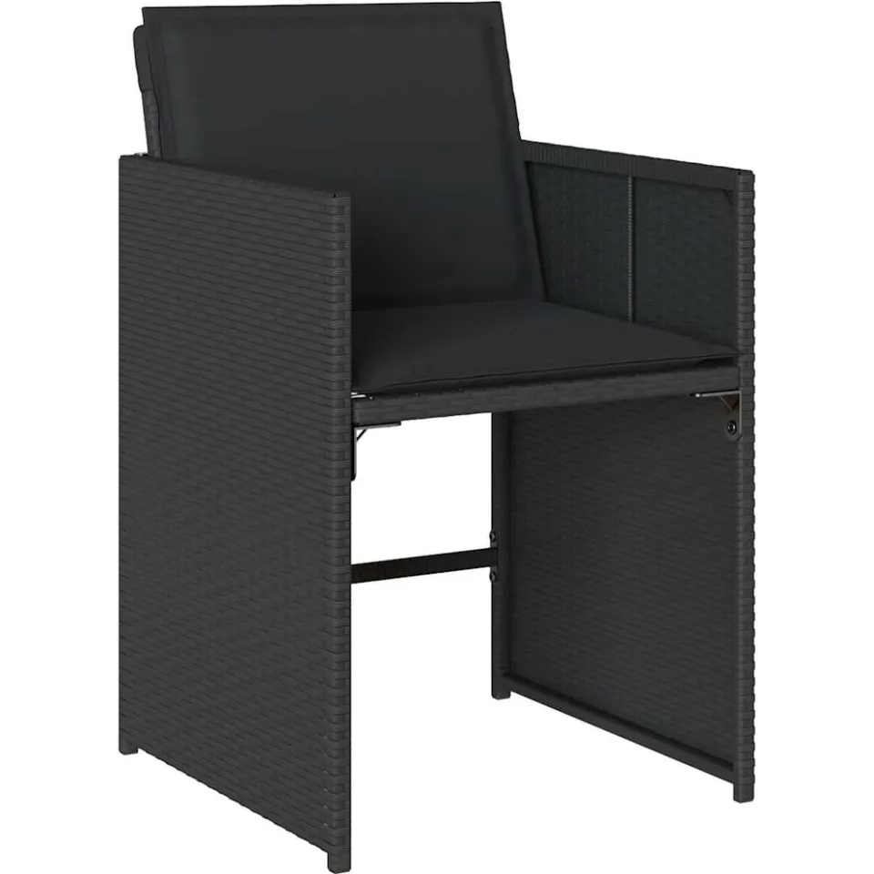 vidaXL 17-delige Tuinset met kussens poly rattan zwart