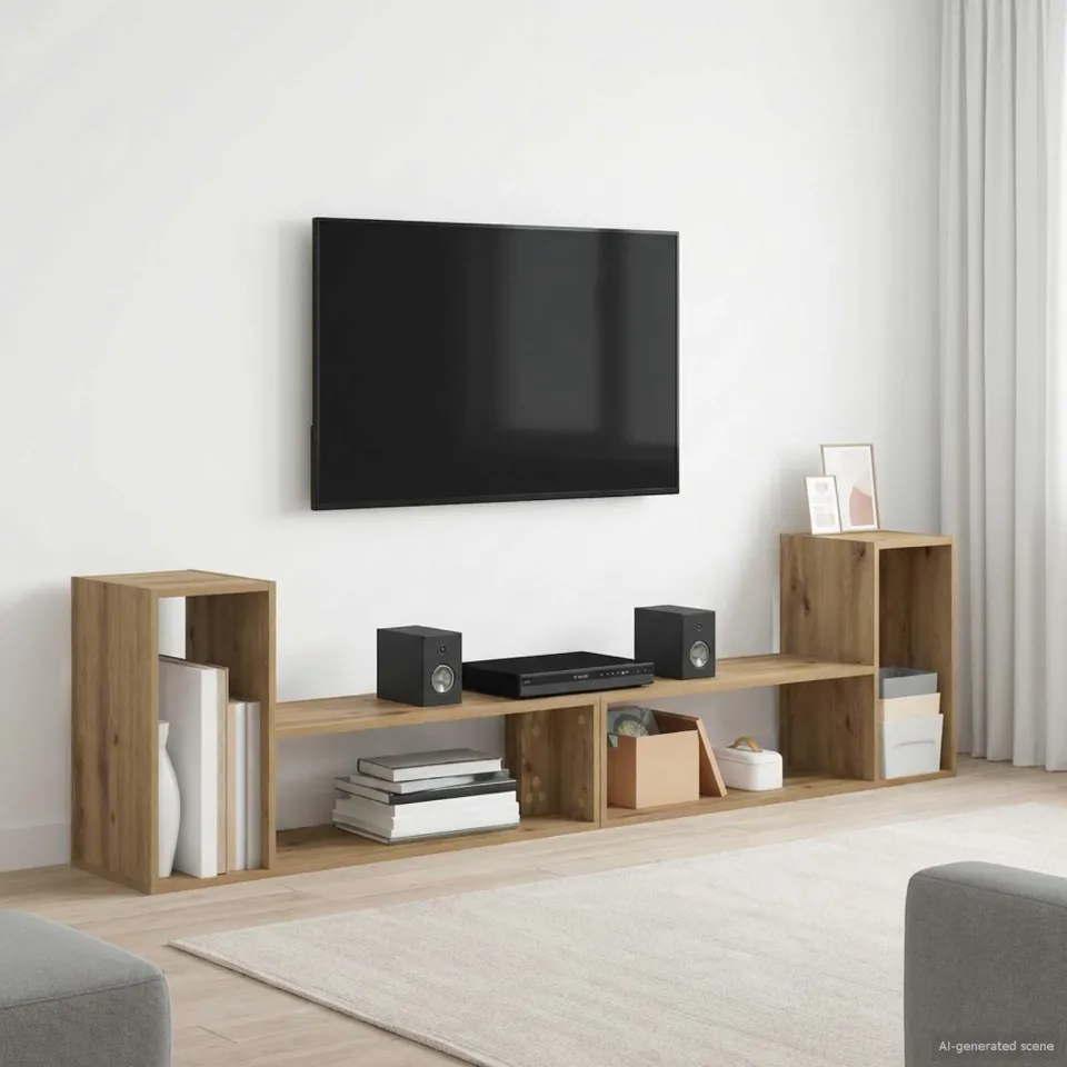 vidaXL TV-kast 100 x 30 x 50 cm Artisanaal eiken Bewerkt hout, foto 4