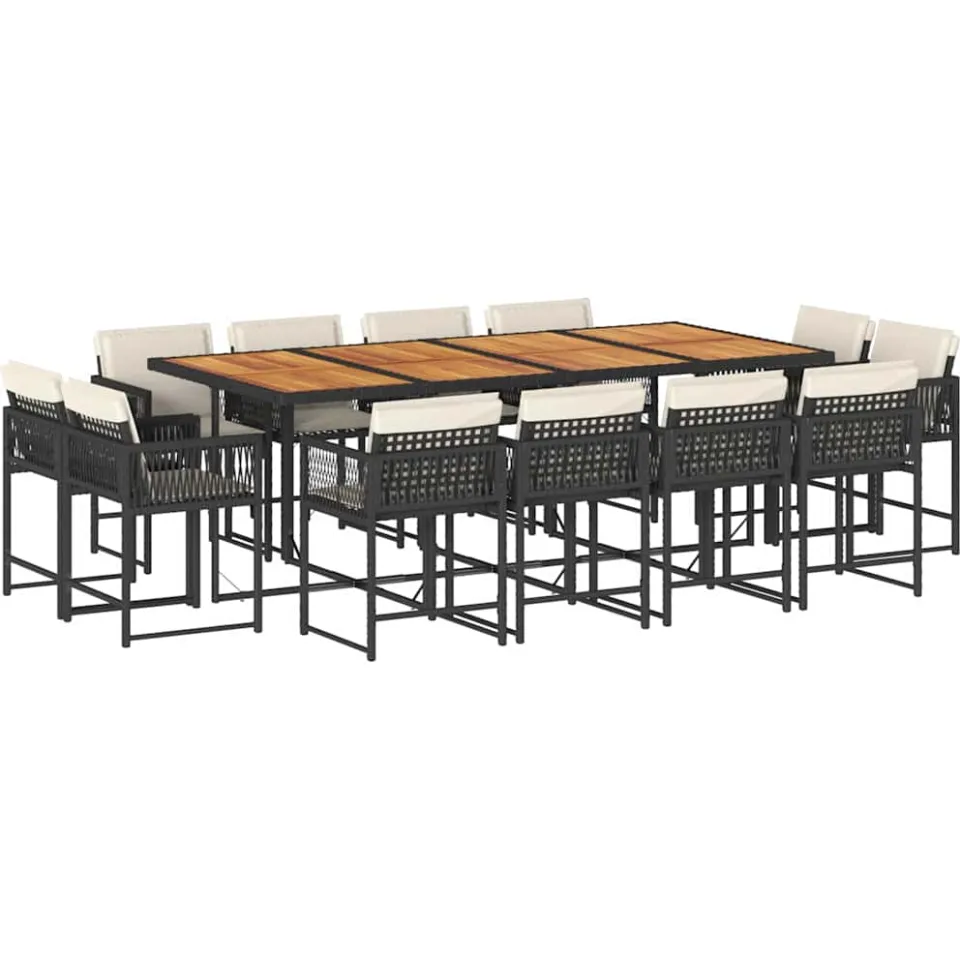 vidaXL 13-delige Tuinset met kussens poly rattan zwart, foto 3