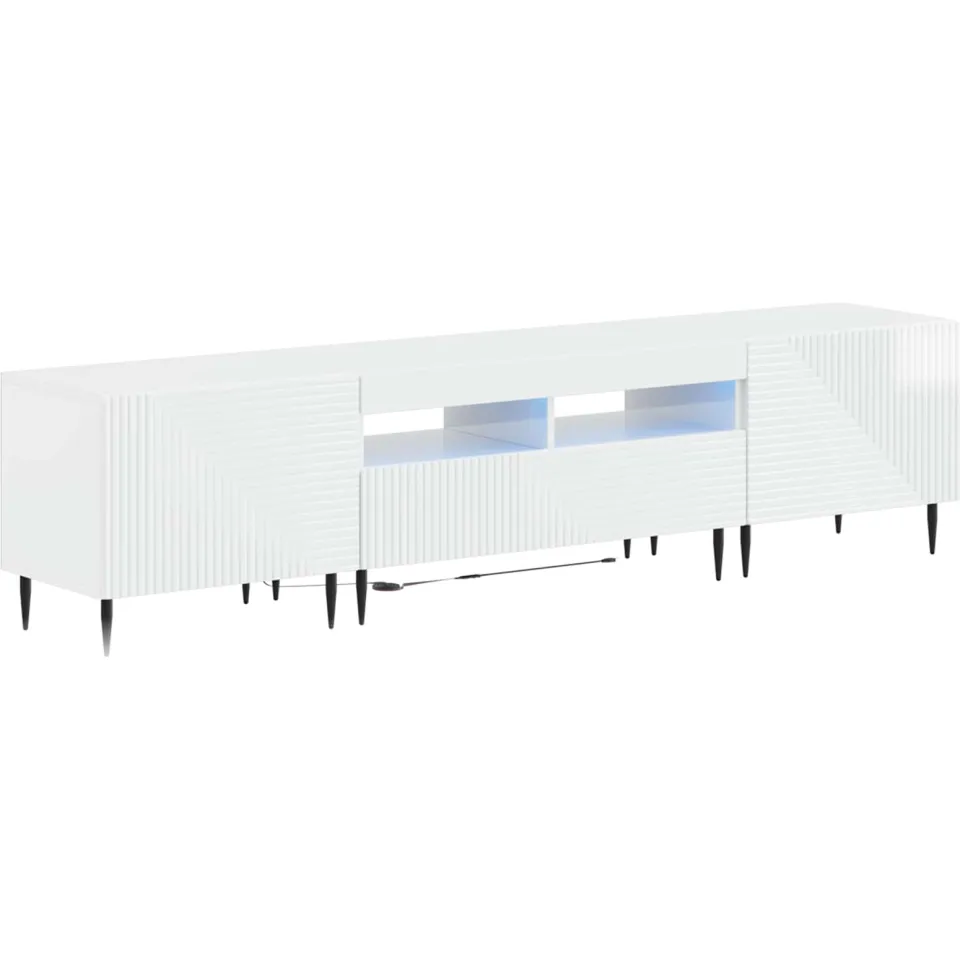 vidaXL 3-delige LED TV-kast Hoogglans Wit Bewerkt hout