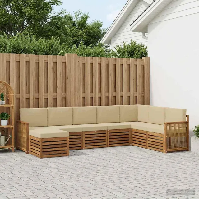 vidaXL Buiten bankenset 8 st 8-zits Natuurlijk en Beige