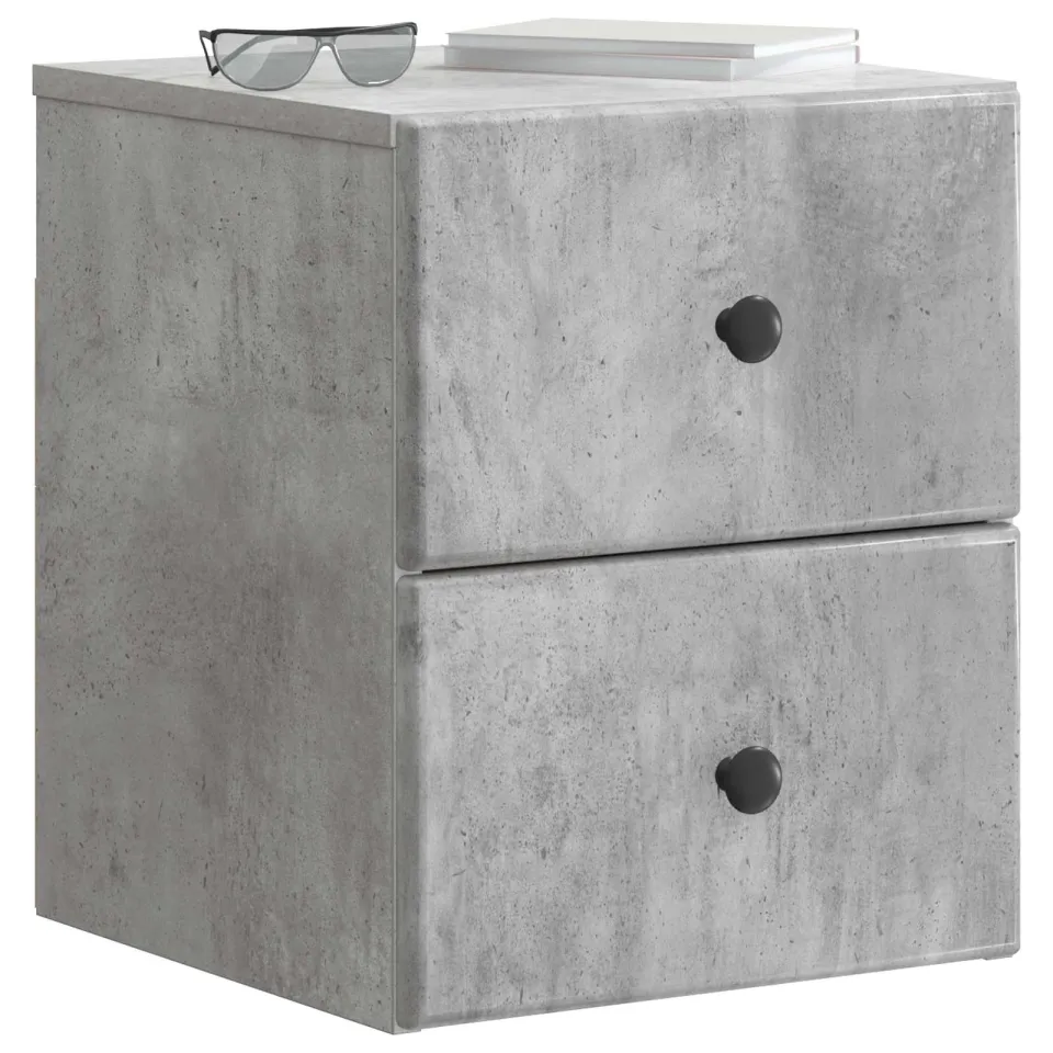 vidaXL Wandbeugel Bedkast 2 st Betongrijs 34,5 x 33 x 40 cm