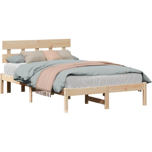 vidaXL Bedframe met hoofdeinde Bruin 120 x 200 cm Massief grenenhout