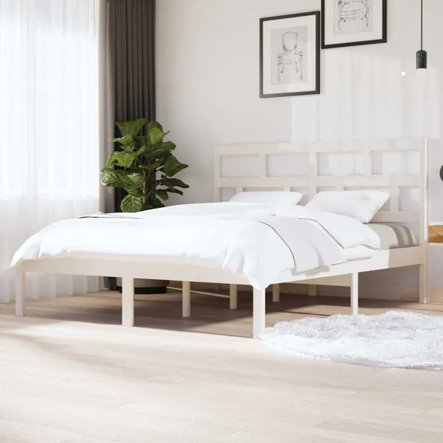 vidaXL Bedframe massief hout wit 180x200 cm