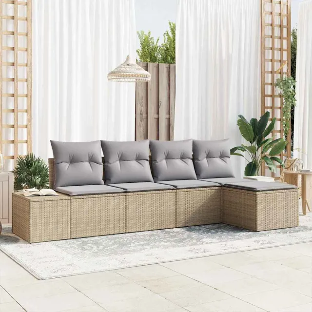 vidaXL Tuin Sofa Set 5 st Beige en Licht Grijs poly rattan