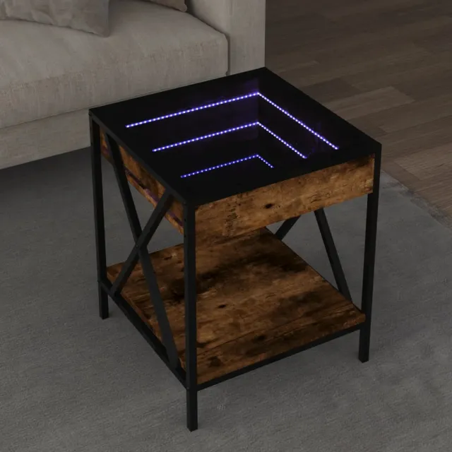 vidaXL Salontafel met Infinity LED 40x40x49 cm gerookt eikenkleurig Bruin