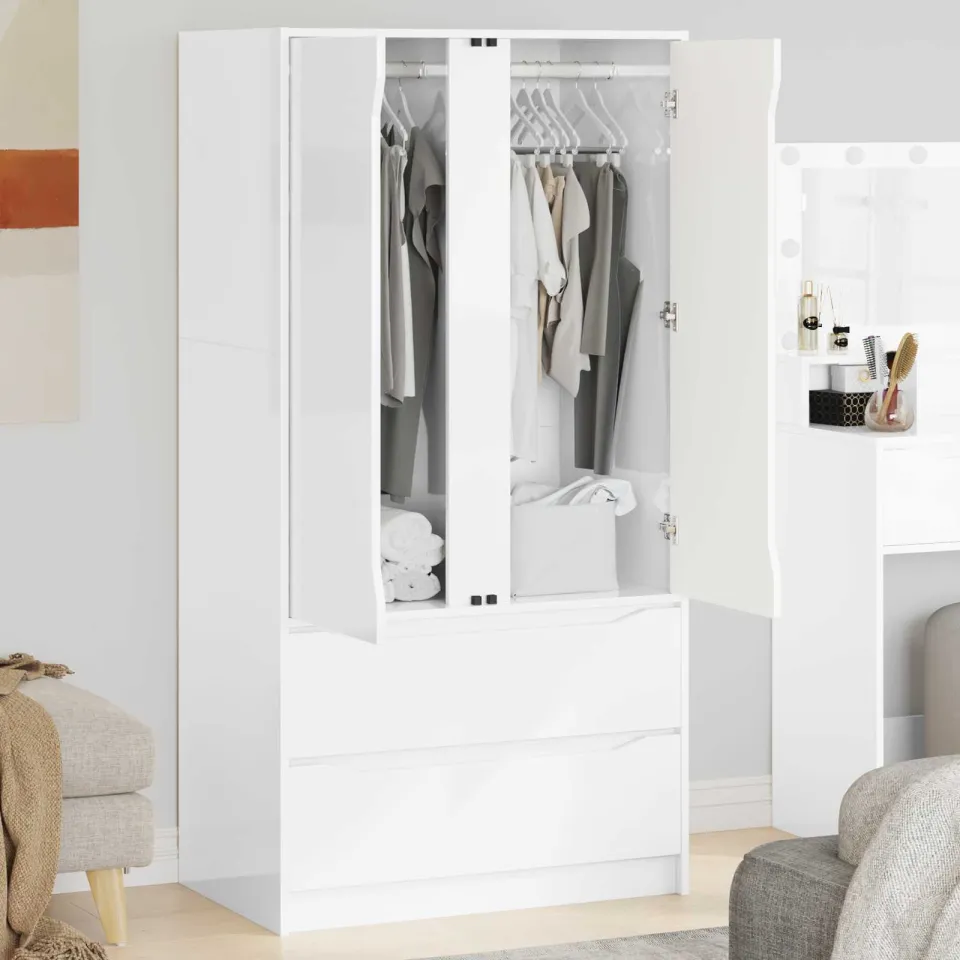 vidaXL Kledingkast Hoogglans Wit 79,5 x 49 x 156 cm, foto 4
