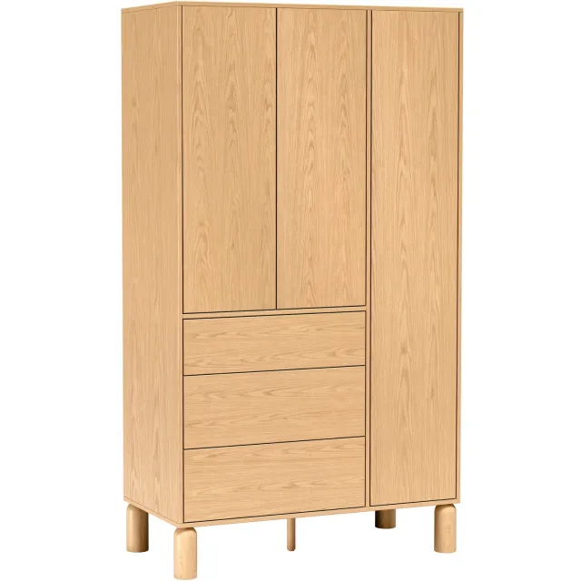 Selsey Sanden – Kledingkast met 3 lades, bookmatch eiken, 110 cm