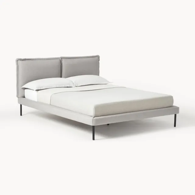 Westwing Collection Gestoffeerd bed Amelia Grijs