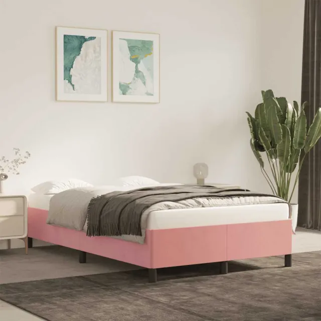vidaXL Bedframe zonder matras 120x190 cm fluweel roze