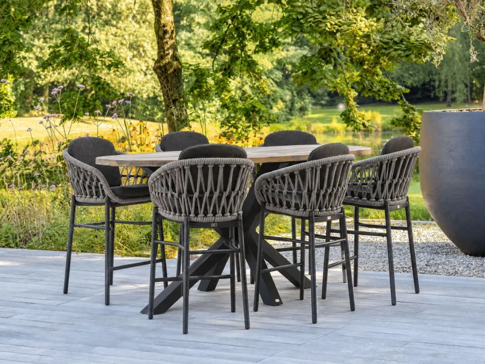 Bellagio tuinmeubelen Bellagio Cupello/ROUGH-Y Ellips 240cm barset 7-delig stapelbaar grijs, foto 4