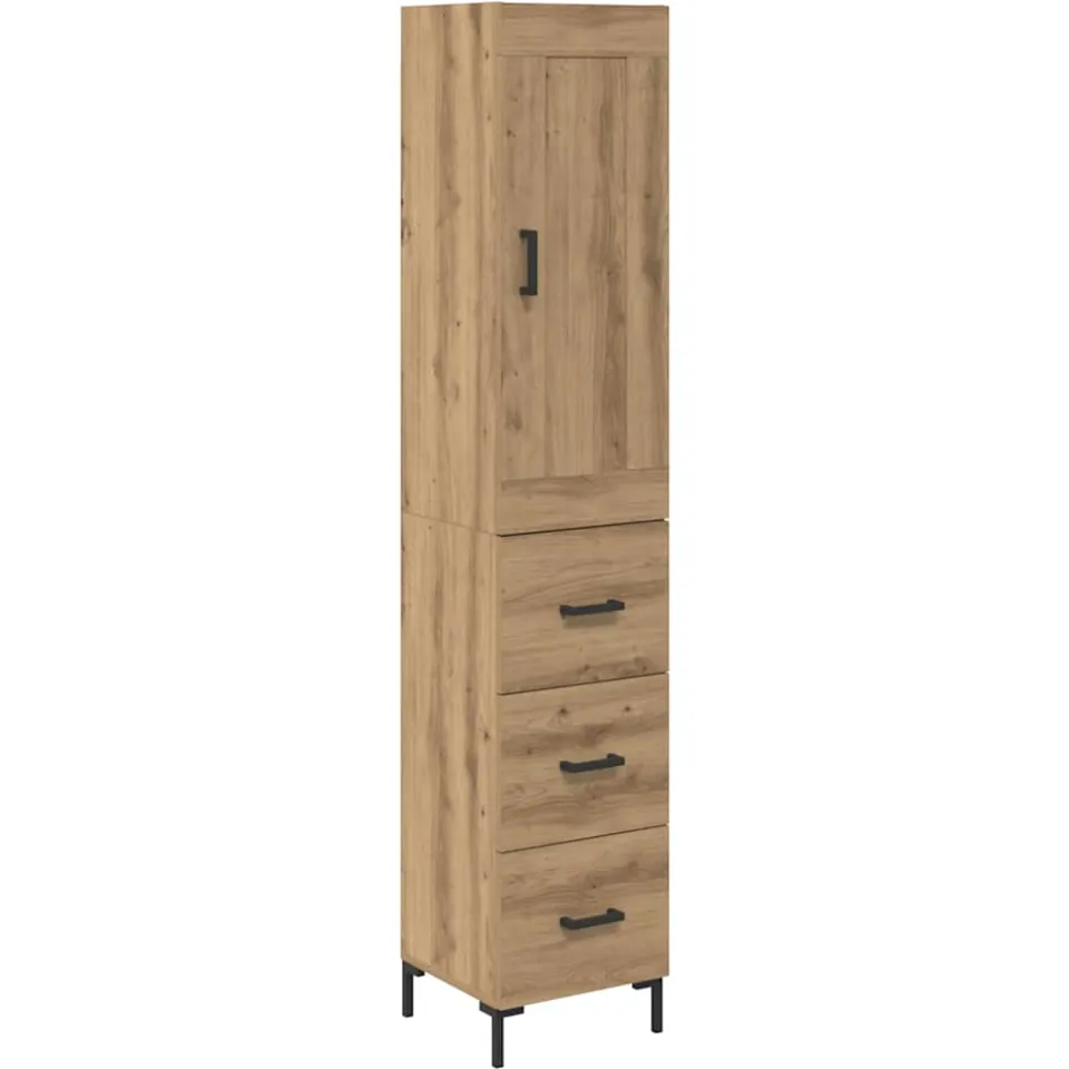 vidaXL Highboard Artisan Eiken 34,5 x 34 x 180 cm Bewerkt hout, foto 3