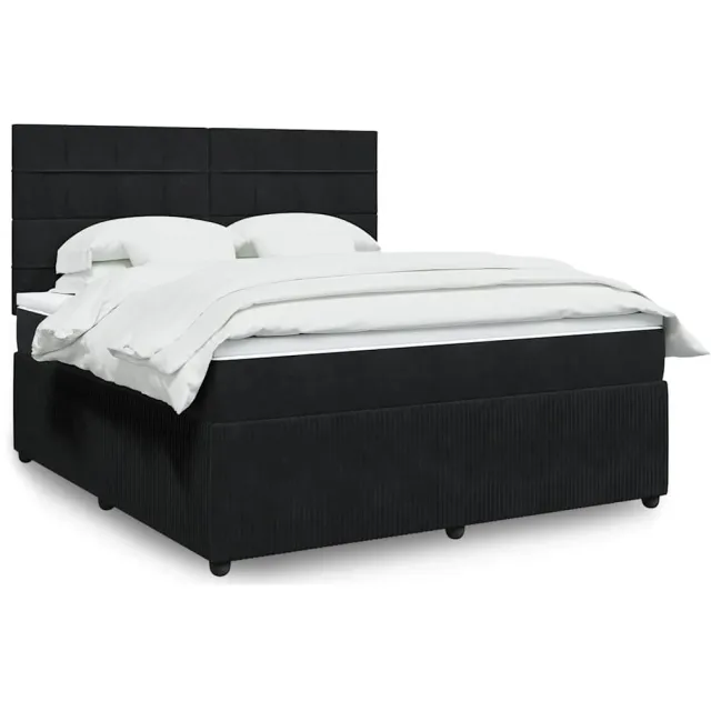 vidaXL Boxspring met matras fluweel zwart 180x200 cm