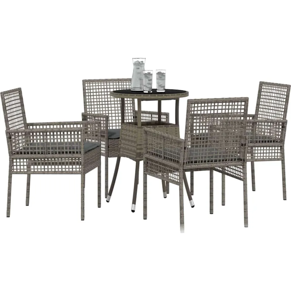 vidaXL Tuin eettafelset 5 st Grijs poly rattan