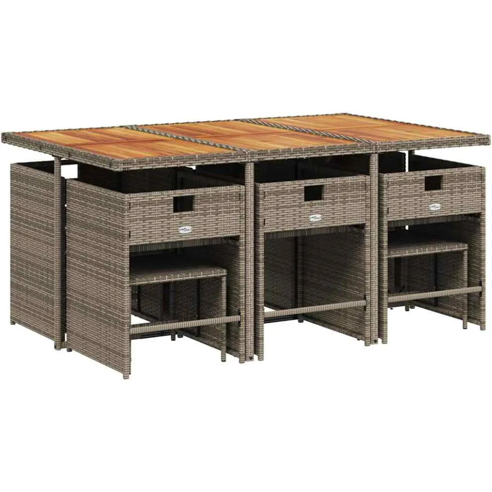 vidaXL 11-delige Tuinset met kussens poly rattan grijs, foto 4