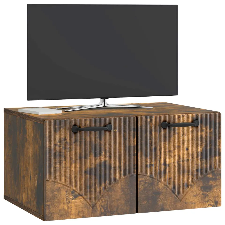 vidaXL Wandbeugel TV-kast Gerookt eiken 59,5 x 41 x 30 cm Bewerkt hout Bruin