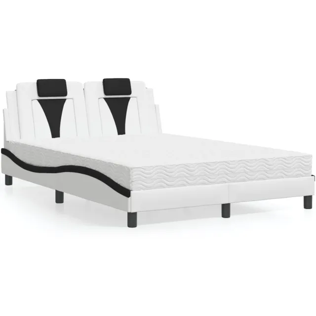 vidaXL Bed "Viana" met matras kunstleer wit en zwart 140x190 cm