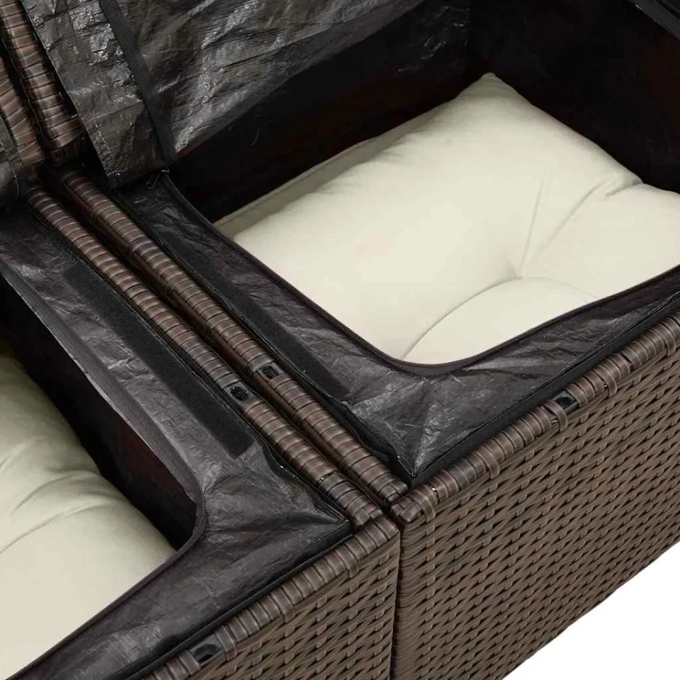 vidaXL Bankstel 6 st Bruin en wit poly rattan, foto 4