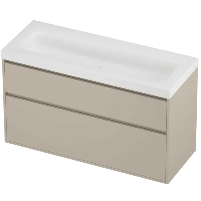Proline Haga Badmeubelset Polystone Mezza Enkel 120x46x73 cm Mat White Soft Linen Beige