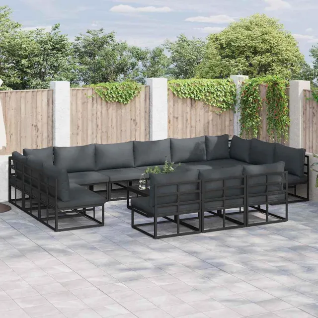 vidaXL Tuinbankenset 14 st Zwart Aluminium, foto 2