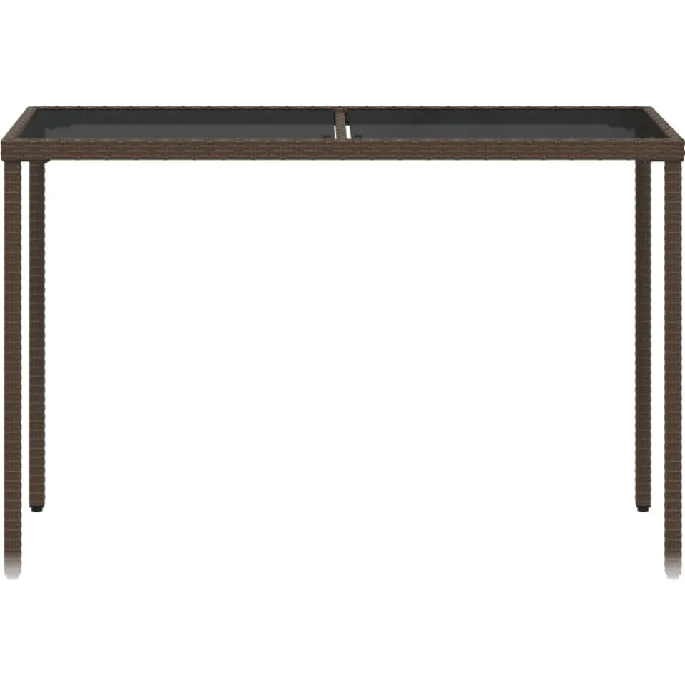 vidaXL Tuintafel met glazen blad 115x54x74 cm poly rattan bruin, foto 4