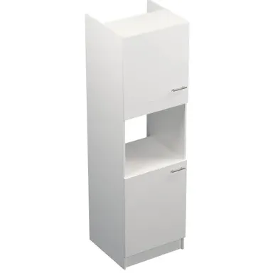 Hoge Keukenkast Prim - Wit Melamine - 60x209x60cm - 2 Deuren - 1 Open Nis
