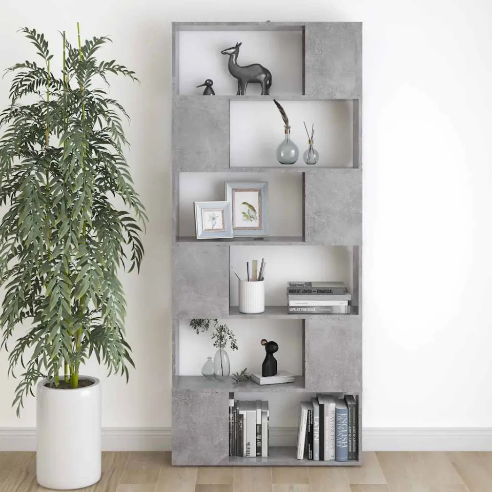 vidaXL Boekenkast/kamerscherm 80x24x186 cm bewerkt hout betongrijs grijs, foto 3