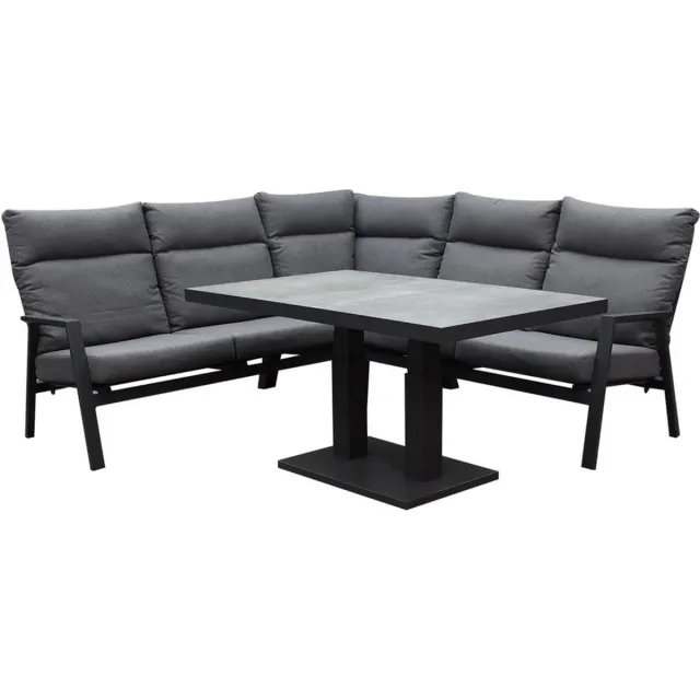 AVH-Collectie Pacific hoek dining loungeset 4 delig aluminium verstelbaar Antraciet