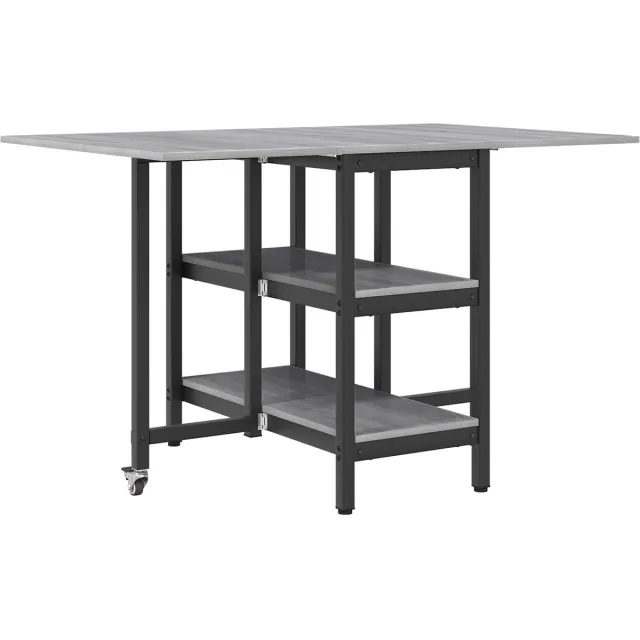 vidaXL Eettafel - 122 - x - 80 - x - 76,5 - cm - Bewerkt - hout - Grijs - Sonoma Grijs sonoma