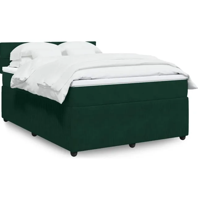 vidaXL Boxspring met matras fluweel donkergroen 140x200 cm groen