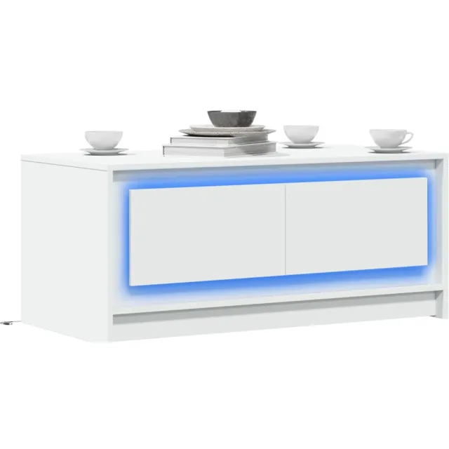 vidaXL Salontafel met LED-verlichting bewerkt hout wit