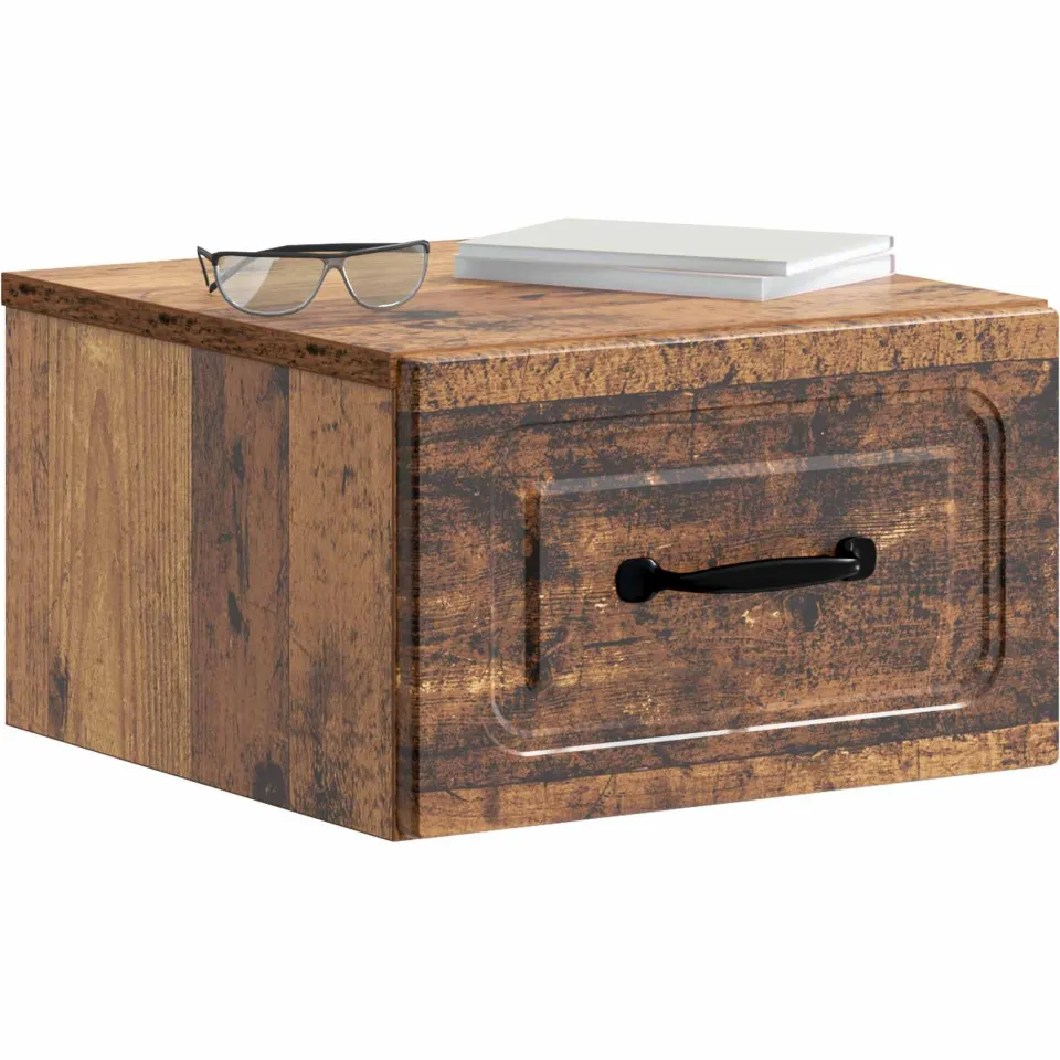 vidaXL Wandbeugel Bedkast 2 st Oud hout 34,5 x 33 x 20 cm Bewerkt hout Bruin