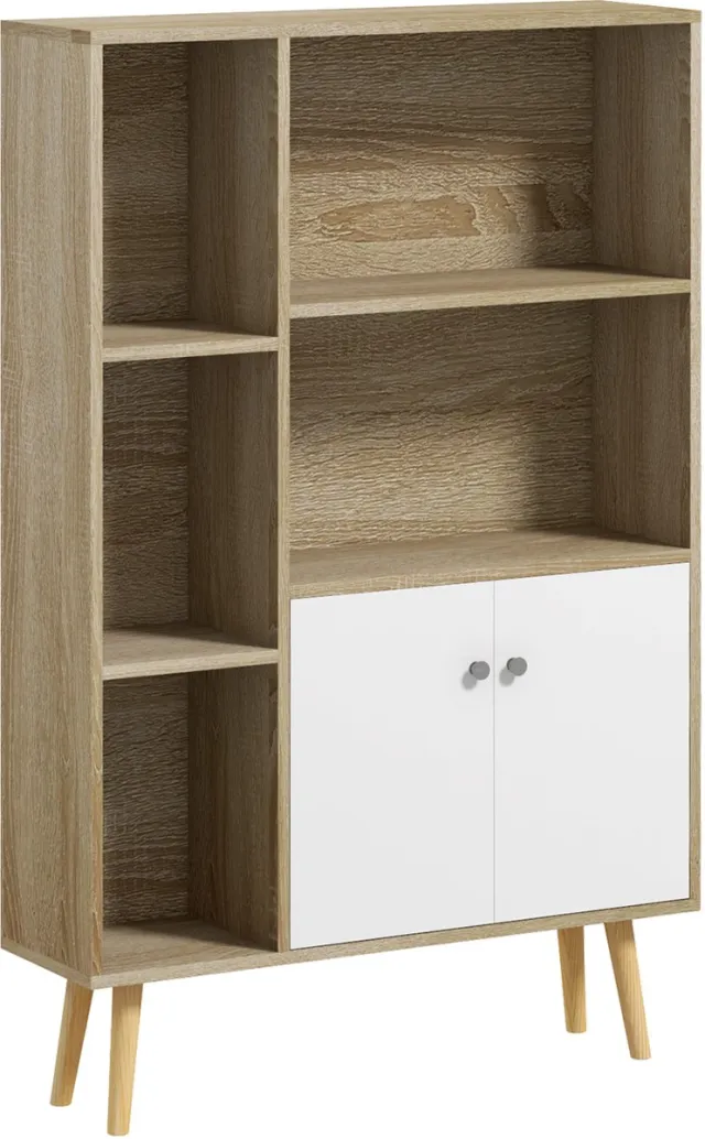 Homcom Boekenkast - Hout - 80x23,5x123cm - Eikenhout Houtkleur