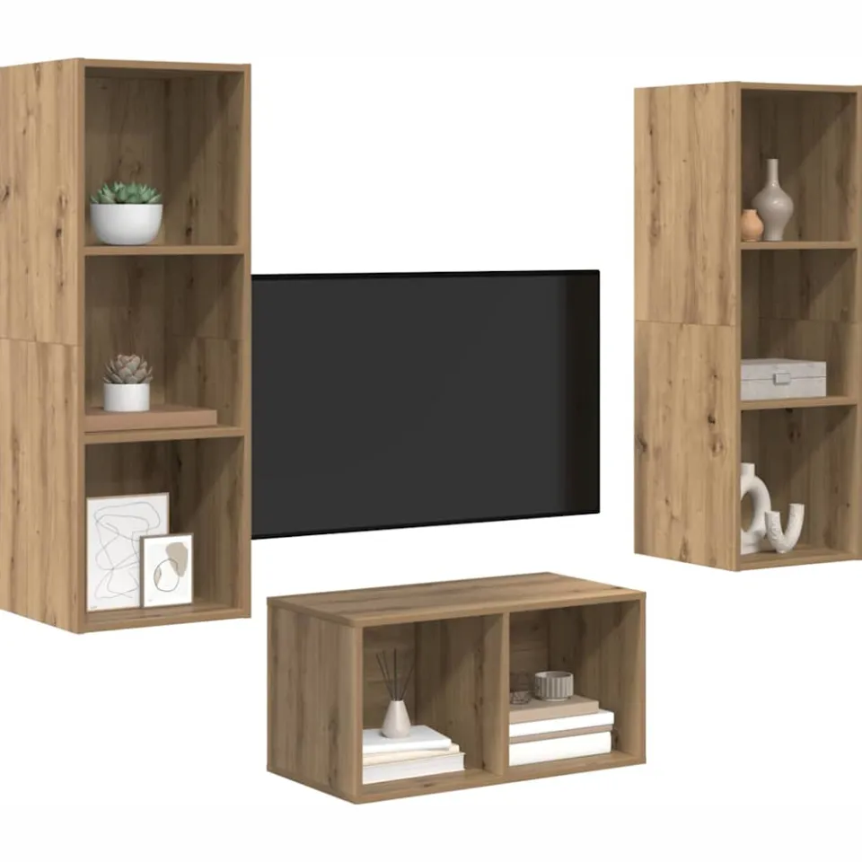 vidaXL Tv-meubelset 37 x 37 x 107 cm Artisan Eiken Zwart