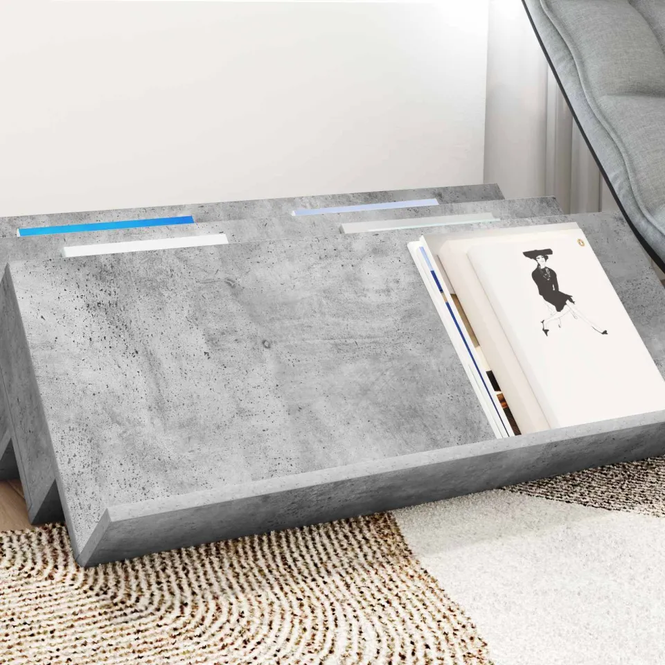 vidaXL Tijdschrift Rek Concerte Grijs 90 x 53 x 28,5 cm Bewerkt hout, foto 3