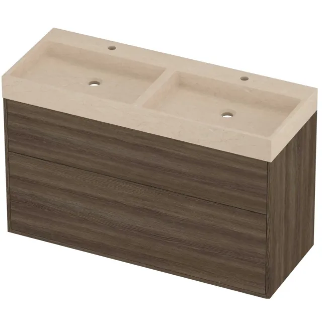 Proline Evoli Badmeubelset Hardsteen Loft 120x46x75 cm Sand Stone Vital Oak Eiken