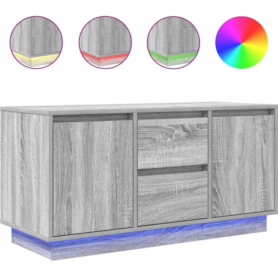 vidaXL Tv-meubel met LED-verlichting 100x41x50 cm grijs sonoma eiken, foto 4