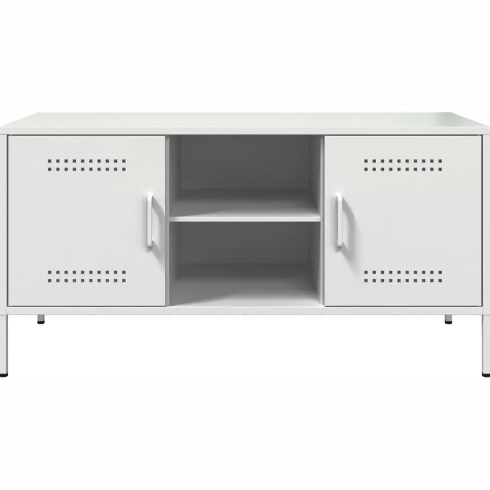 vidaXL Tv-meubel 100,5x39x50,5 cm staal wit, foto 4