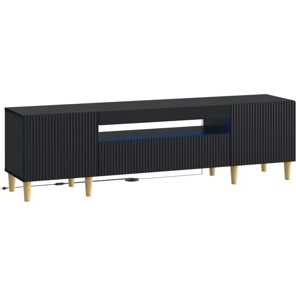 vidaXL LED tv-meubel ARNHEM 153 x 35 x 43 cm Zwart Bewerkt hout, foto 3
