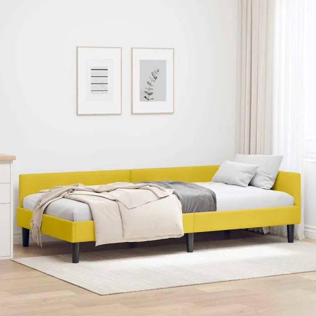 vidaXL Hoekbedframe Geel 90 x 190 cm fluweel