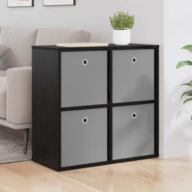 vidaXL Dressoir Zwart Eiken 68,5 x 32 x 67 cm, foto 2