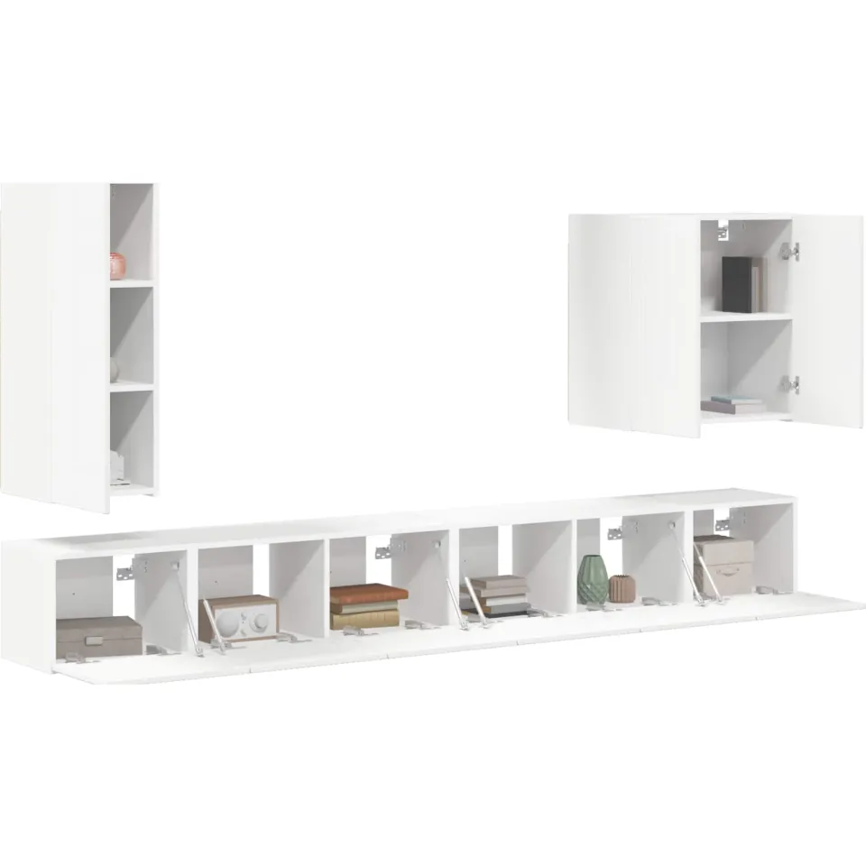 vidaXL TV Wandkast Set 6 st Wit
