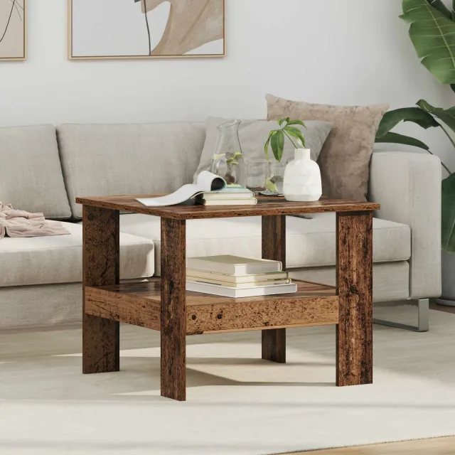 vidaXL Salontafel Oudhout 57 x 55 x 45 cm Bewerkt hout bruin, foto 2