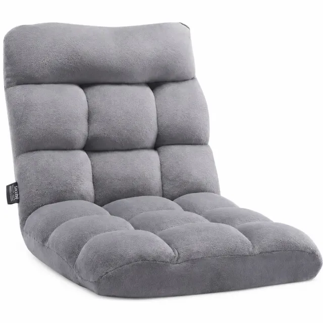 Sellino Vloerstoel - Verstelbare Rugleuning - Comfortabele Relaxstoel - Opvouwbaar en Ruimtebesparend - 104 x 49 x 13 cm - Grijs