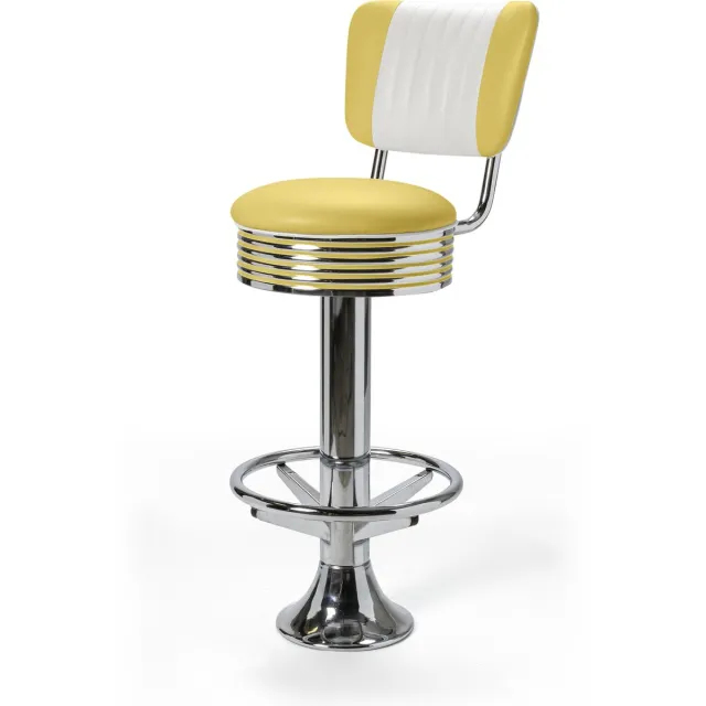 Bel Air Retro Barkruk BS-27CB Footring Geel