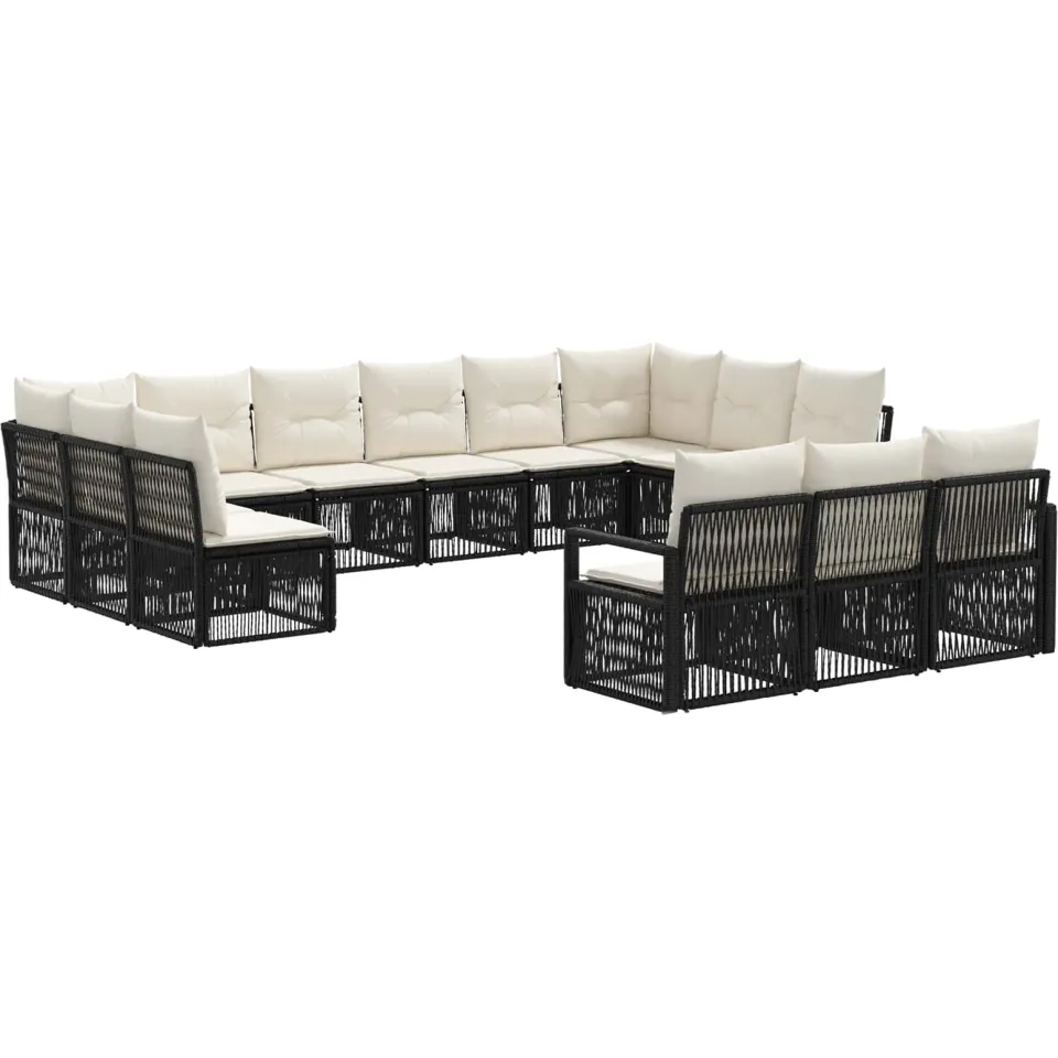 vidaXL Tuinbankenset 13 st 13-zits Zwart poly rattan, foto 3