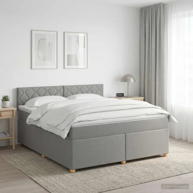 vidaXL Boxspringbed met matras Lichtgrijs 140 x 200 cm Stof