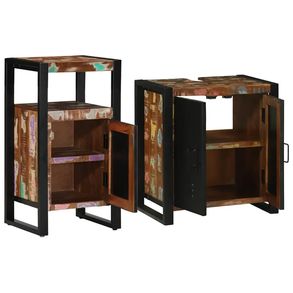 vidaXL Badkamermeubelset 2 st Multikleur en Zwart 55 x 35 x 60 cm, foto 2